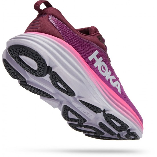 Hoka Bondi 8 Road Running Shoes Beautyberry/Grape Wine Women