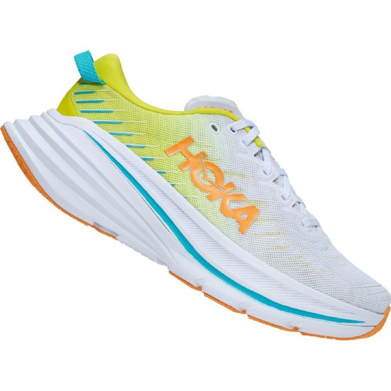 Hoka Bondi X Road Running Shoes White/Evening Primrose Men