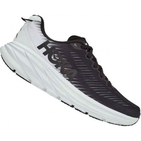 Hoka Rincon 3 Road Running Shoes Black/White Women