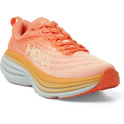 Hoka Bondi 8 Road Running Shoes Shell Coral/Peach Parfait Women