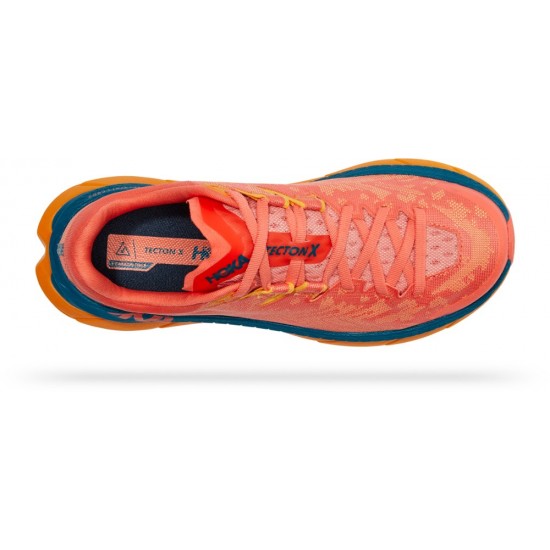 Hoka Tecton X Trail Running Shoes Camellia/Blue Coral Women