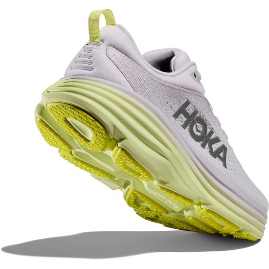 Hoka Bondi 8 Road Running Shoes Nimbus Cloud/Luminary Green Women