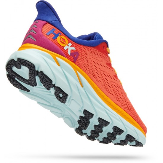 Hoka Clifton 8 Road Running Shoes Fiesta/Bluing Women