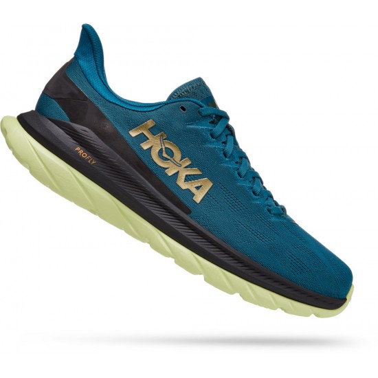 Hoka Mach 4 Road Running Shoes Blue Coral/Black Men