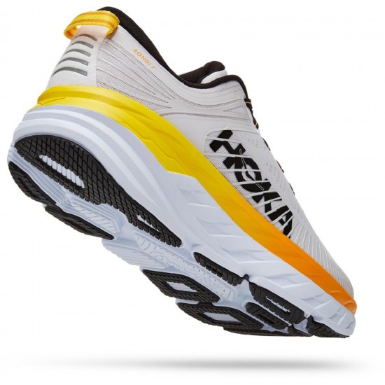 Hoka Bondi 7 Road Running Shoes - Men's, Nimbus Cloud / — Mens Shoe Size: 13  US, Gender: Male, Age Group: Adults, Mens Shoe Width: Wide, Color: Nimbus  Cloud/Radiant Yellow — 1110530-NCRY-13EE