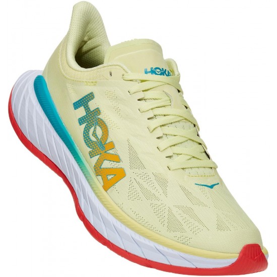 Hoka Carbon X 2 Road Running Shoes Luminary Green/Hot Coral Men