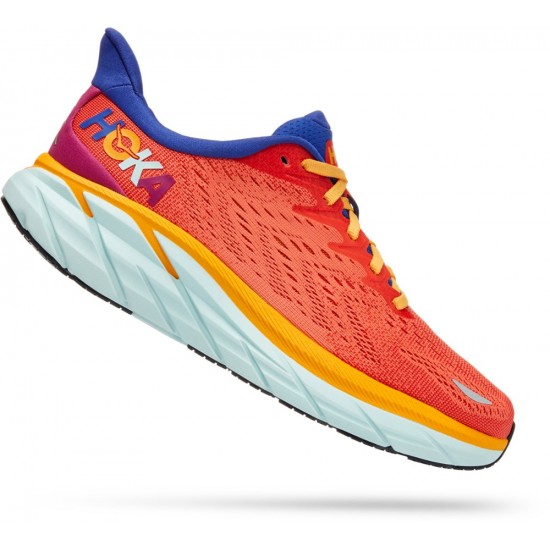 Hoka Clifton 8 Road Running Shoes Fiesta/Bluing Women