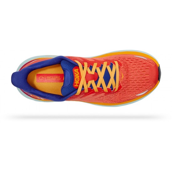 Hoka Clifton 8 Road Running Shoes Fiesta/Bluing Women