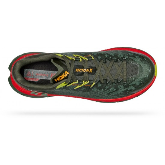 Hoka Tecton X Trail Running Shoes Thyme/Fiesta Men