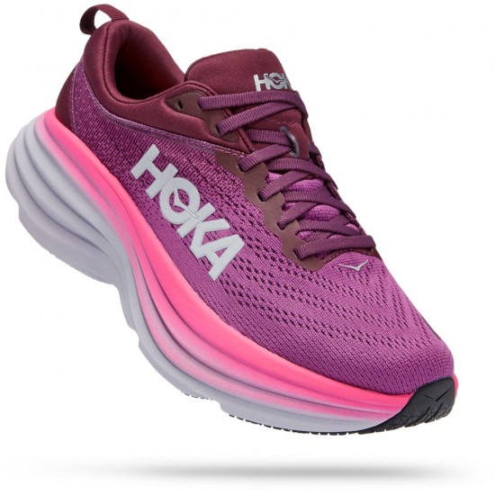 Hoka Bondi 8 Road Running Shoes Beautyberry/Grape Wine Women