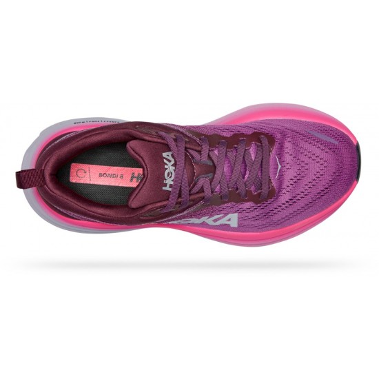 Hoka Bondi 8 Road Running Shoes Beautyberry/Grape Wine Women