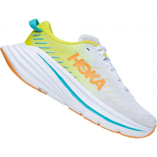 Hoka Bondi X Road Running Shoes White/Evening Primrose Women